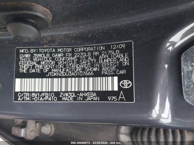 Photo 8 VIN: JTDKN3DU3A0107666 - TOYOTA PRIUS 