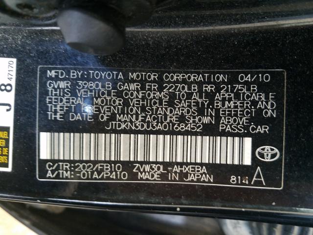 Photo 9 VIN: JTDKN3DU3A0168452 - TOYOTA PRIUS 