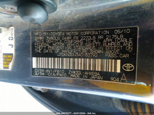 Photo 8 VIN: JTDKN3DU3A0183792 - TOYOTA PRIUS 