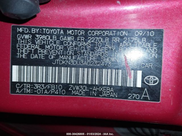 Photo 8 VIN: JTDKN3DU3A0232473 - TOYOTA PRIUS 