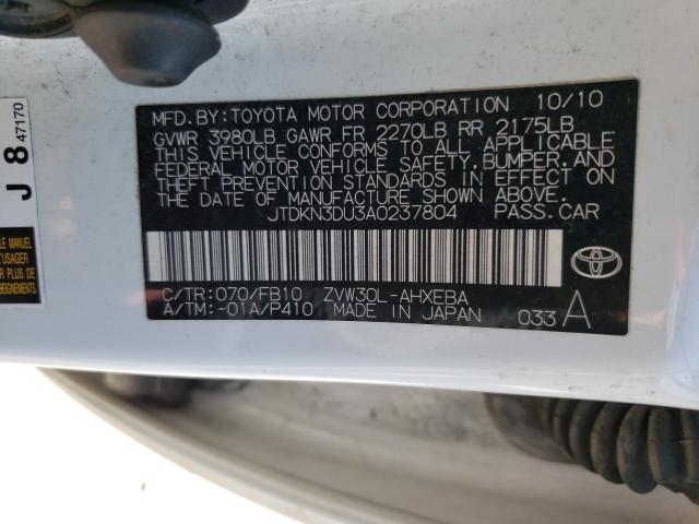 Photo 9 VIN: JTDKN3DU3A0237804 - TOYOTA PRIUS 