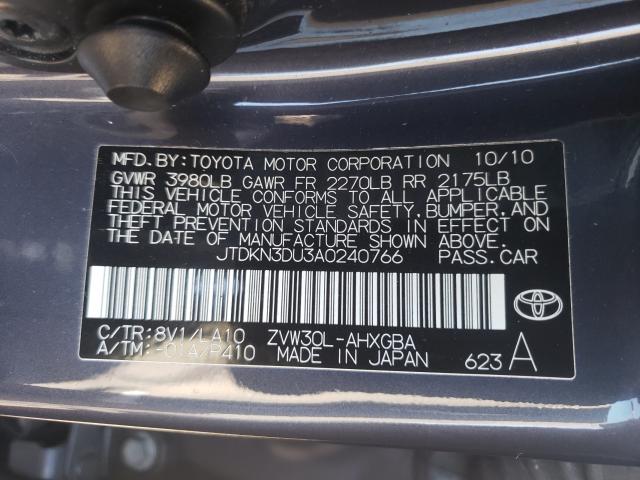 Photo 9 VIN: JTDKN3DU3A0240766 - TOYOTA PRIUS 