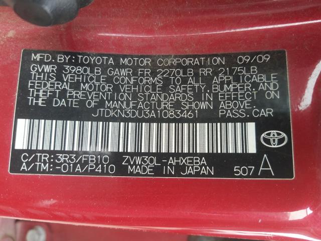 Photo 9 VIN: JTDKN3DU3A1083461 - TOYOTA PRIUS 