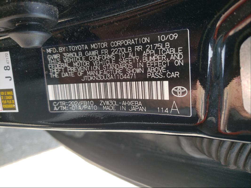 Photo 9 VIN: JTDKN3DU3A1104471 - TOYOTA PRIUS 