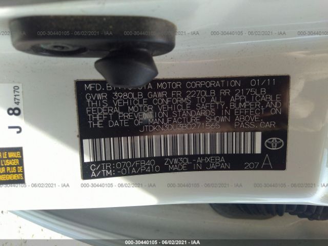 Photo 8 VIN: JTDKN3DU3B0271565 - TOYOTA PRIUS 