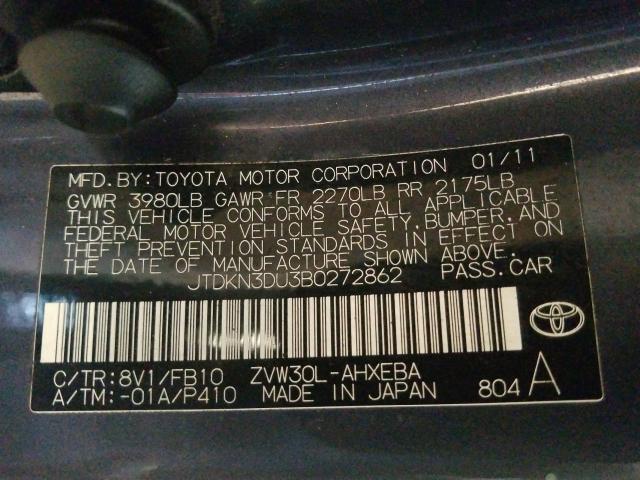 Photo 9 VIN: JTDKN3DU3B0272862 - TOYOTA PRIUS 