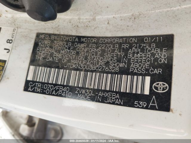 Photo 8 VIN: JTDKN3DU3B0276328 - TOYOTA PRIUS 