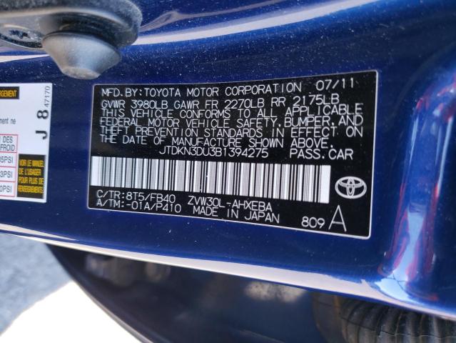 Photo 11 VIN: JTDKN3DU3B1394275 - TOYOTA PRIUS 