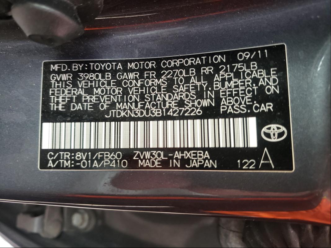 Photo 9 VIN: JTDKN3DU3B1427226 - TOYOTA PRIUS 