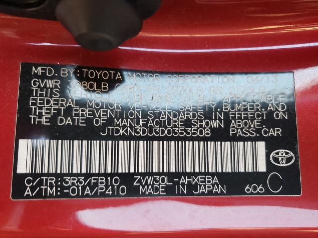 Photo 9 VIN: JTDKN3DU3D0353508 - TOYOTA PRIUS 