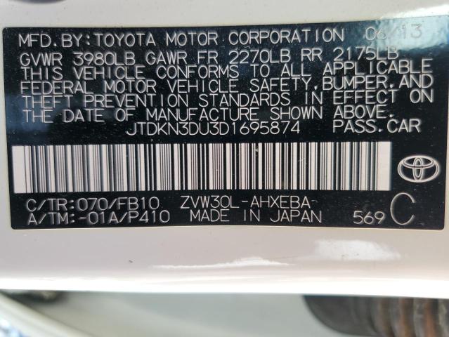 Photo 11 VIN: JTDKN3DU3D1695874 - TOYOTA PRIUS 