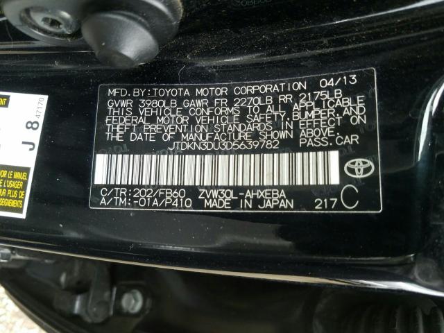 Photo 9 VIN: JTDKN3DU3D5639782 - TOYOTA PRIUS 