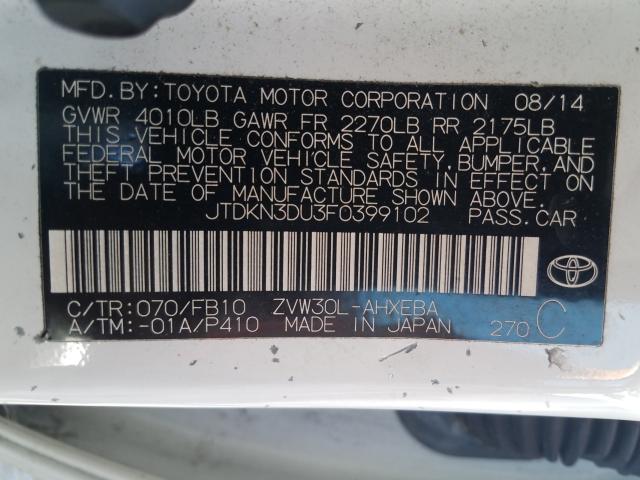 Photo 9 VIN: JTDKN3DU3F0399102 - TOYOTA PRIUS 