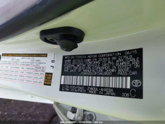 Photo 8 VIN: JTDKN3DU3F0463820 - TOYOTA PRIUS 