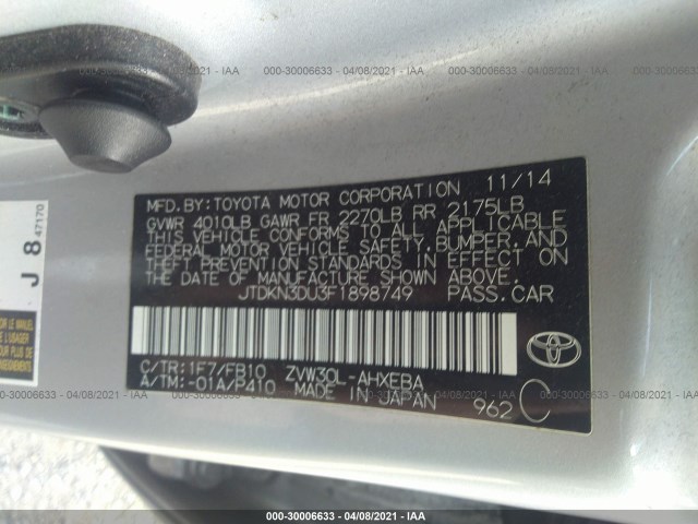 Photo 8 VIN: JTDKN3DU3F1898749 - TOYOTA PRIUS 