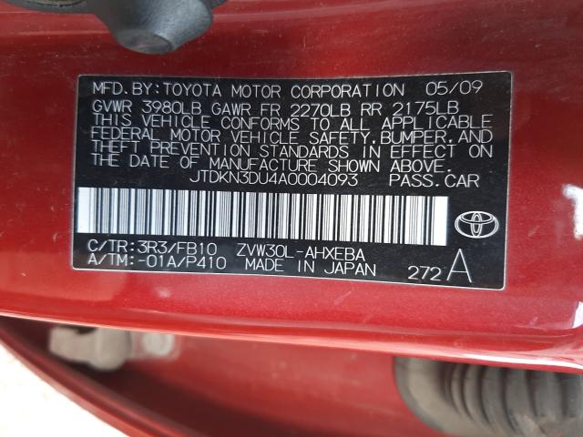 Photo 9 VIN: JTDKN3DU4A0004093 - TOYOTA PRIUS 