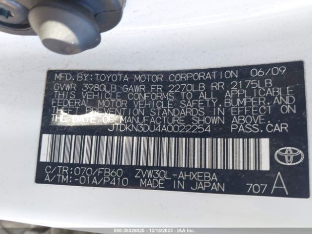 Photo 8 VIN: JTDKN3DU4A0022254 - TOYOTA PRIUS 