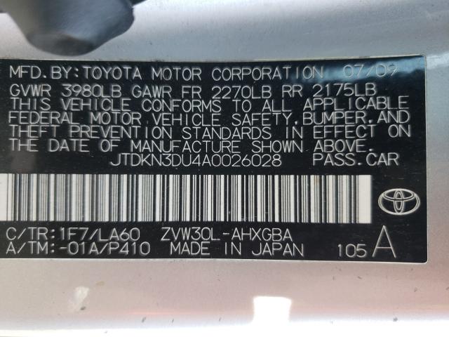 Photo 9 VIN: JTDKN3DU4A0026028 - TOYOTA PRIUS 