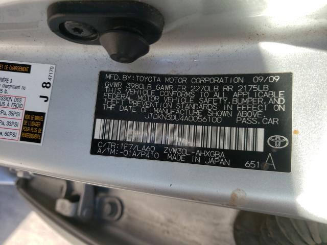 Photo 9 VIN: JTDKN3DU4A0056100 - TOYOTA PRIUS 