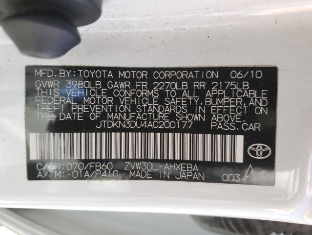 Photo 11 VIN: JTDKN3DU4A0200177 - TOYOTA PRIUS 