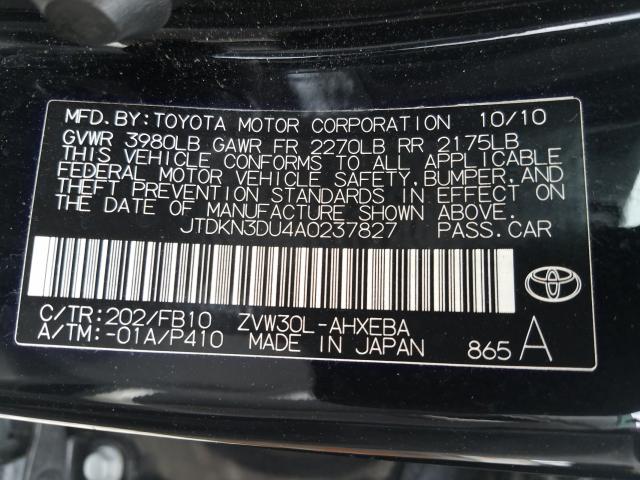 Photo 9 VIN: JTDKN3DU4A0237827 - TOYOTA PRIUS 