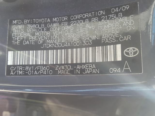 Photo 9 VIN: JTDKN3DU4A1001303 - TOYOTA PRIUS 