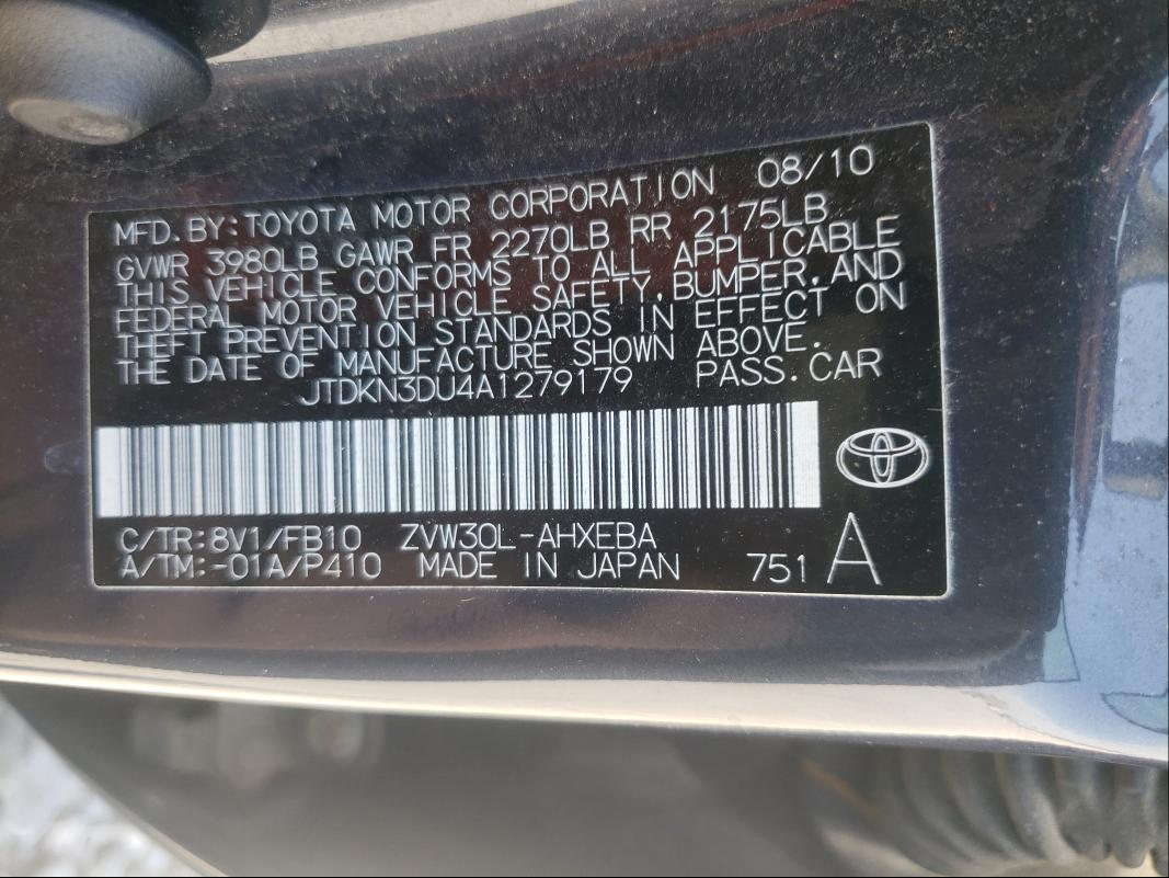 Photo 9 VIN: JTDKN3DU4A1279179 - TOYOTA PRIUS 