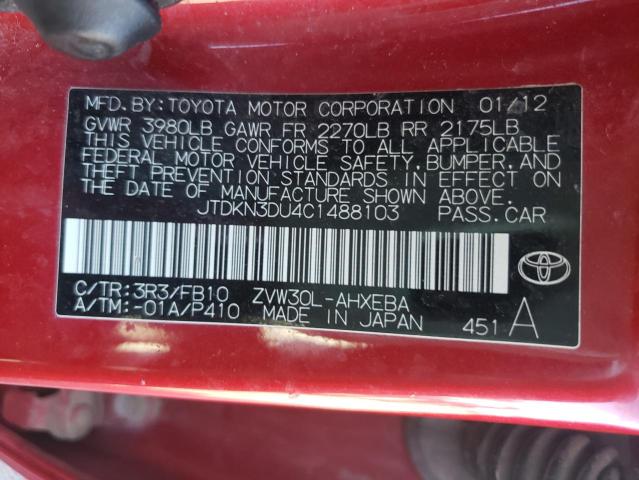 Photo 9 VIN: JTDKN3DU4C1488103 - TOYOTA PRIUS 