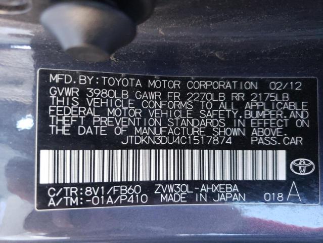 Photo 11 VIN: JTDKN3DU4C1517874 - TOYOTA PRIUS 