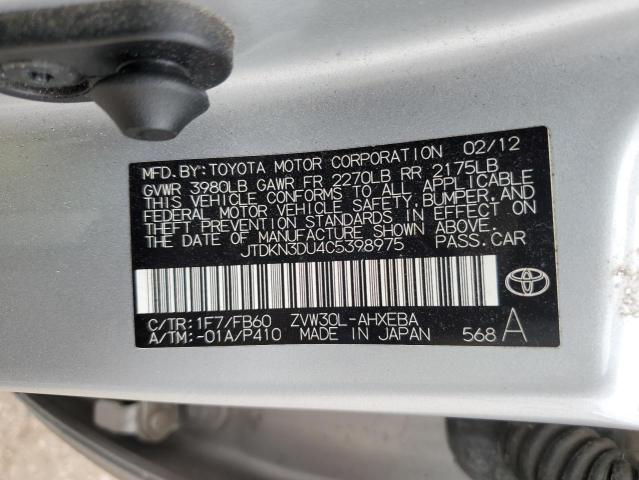 Photo 12 VIN: JTDKN3DU4C5398975 - TOYOTA PRIUS 