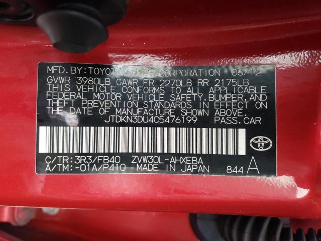 Photo 9 VIN: JTDKN3DU4C5476199 - TOYOTA PRIUS 