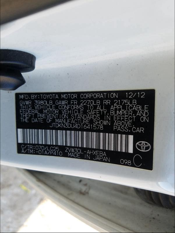 Photo 9 VIN: JTDKN3DU4D1641578 - TOYOTA PRIUS 