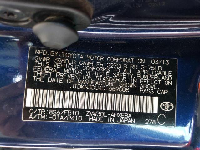 Photo 12 VIN: JTDKN3DU4D1669008 - TOYOTA PRIUS 