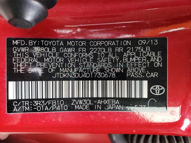 Photo 9 VIN: JTDKN3DU4D1730678 - TOYOTA PRIUS 