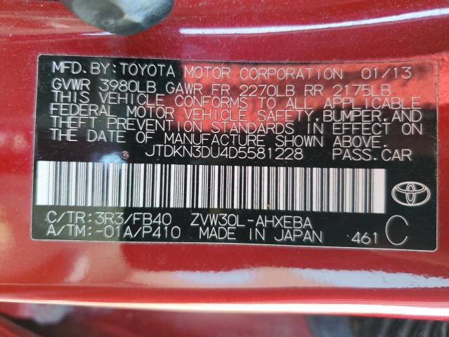 Photo 12 VIN: JTDKN3DU4D5581228 - TOYOTA PRIUS 