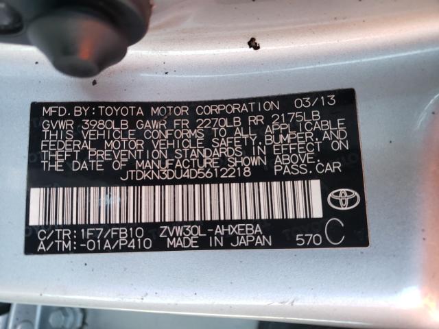 Photo 9 VIN: JTDKN3DU4D5612218 - TOYOTA PRIUS 