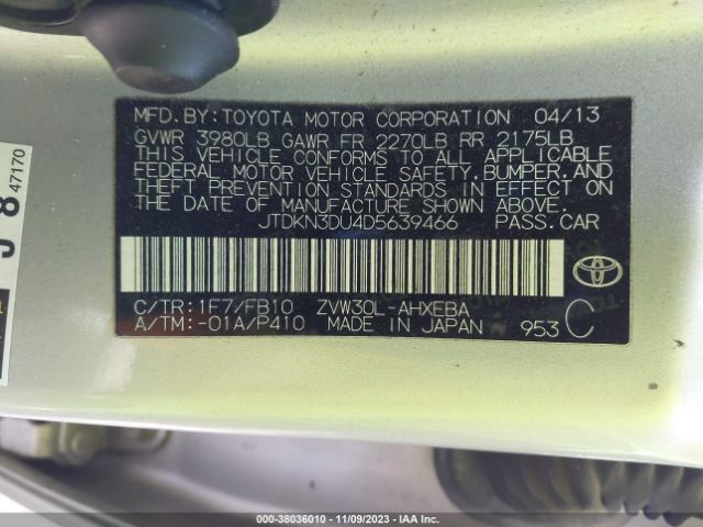 Photo 8 VIN: JTDKN3DU4D5639466 - TOYOTA PRIUS 