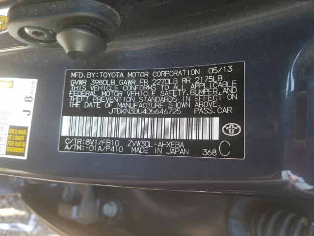 Photo 9 VIN: JTDKN3DU4D5646725 - TOYOTA PRIUS 