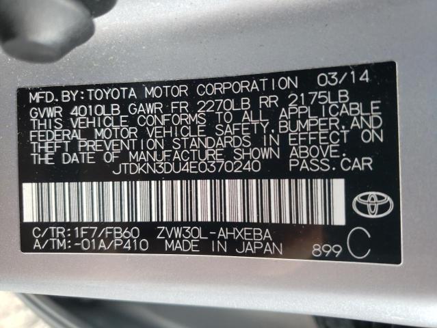 Photo 11 VIN: JTDKN3DU4E0370240 - TOYOTA PRIUS 