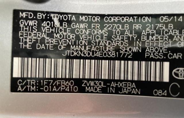 Photo 9 VIN: JTDKN3DU4E0381772 - TOYOTA PRIUS 