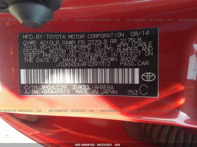 Photo 8 VIN: JTDKN3DU4F0397312 - TOYOTA PRIUS 