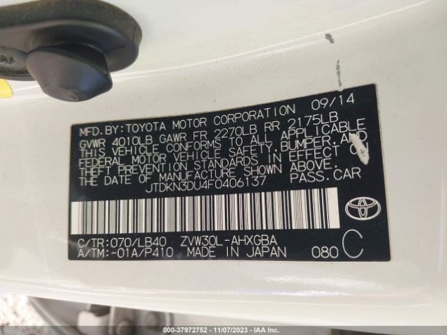 Photo 8 VIN: JTDKN3DU4F0406137 - TOYOTA PRIUS 