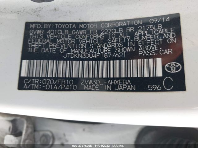 Photo 8 VIN: JTDKN3DU4F1877621 - TOYOTA PRIUS 