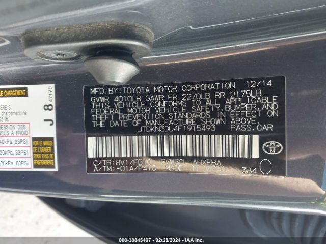 Photo 8 VIN: JTDKN3DU4F1915493 - TOYOTA PRIUS 