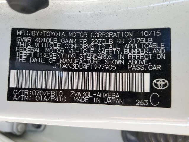 Photo 12 VIN: JTDKN3DU4F1997905 - TOYOTA PRIUS 