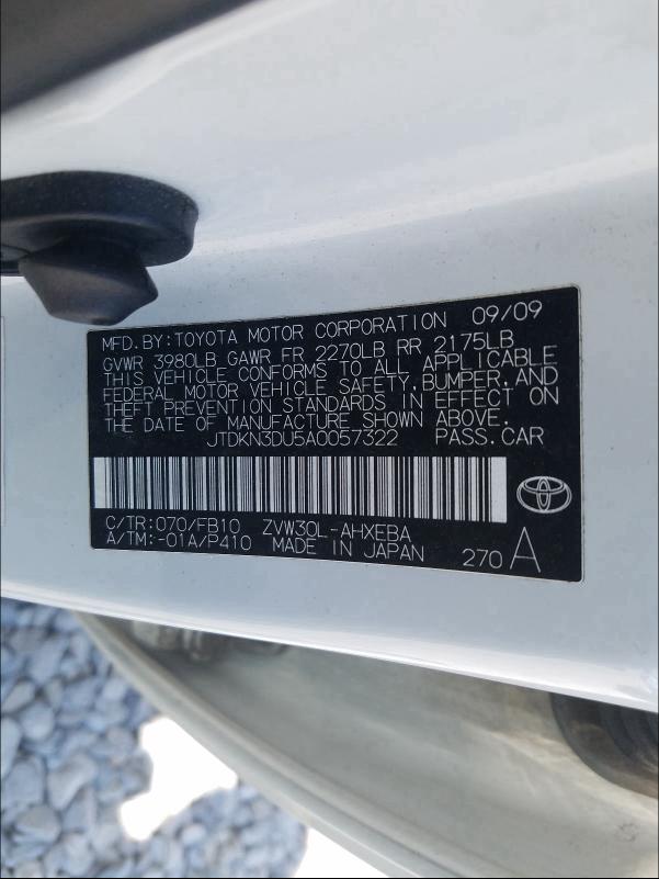 Photo 9 VIN: JTDKN3DU5A0057322 - TOYOTA PRIUS 