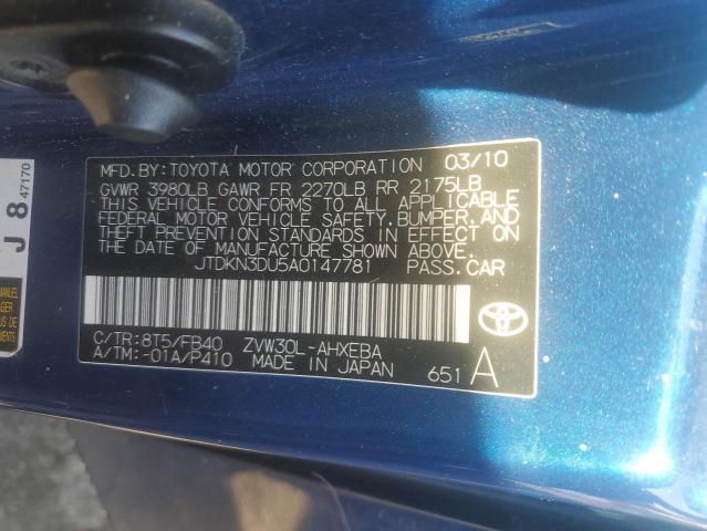 Photo 12 VIN: JTDKN3DU5A0147781 - TOYOTA PRIUS 