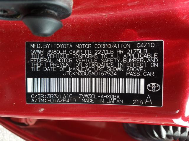 Photo 9 VIN: JTDKN3DU5A0167934 - TOYOTA PRIUS 