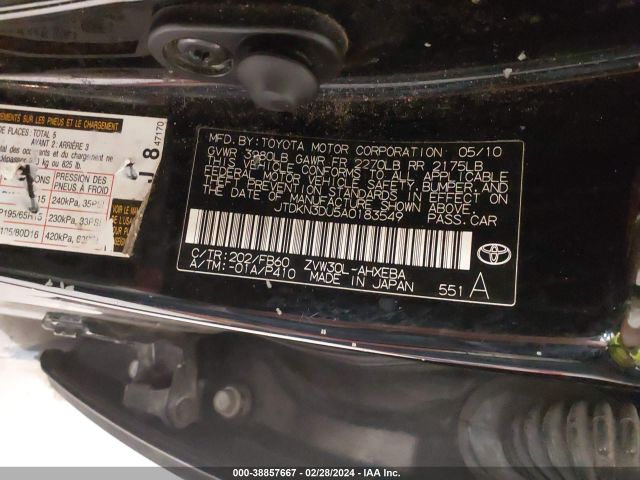 Photo 8 VIN: JTDKN3DU5A0183549 - TOYOTA PRIUS 