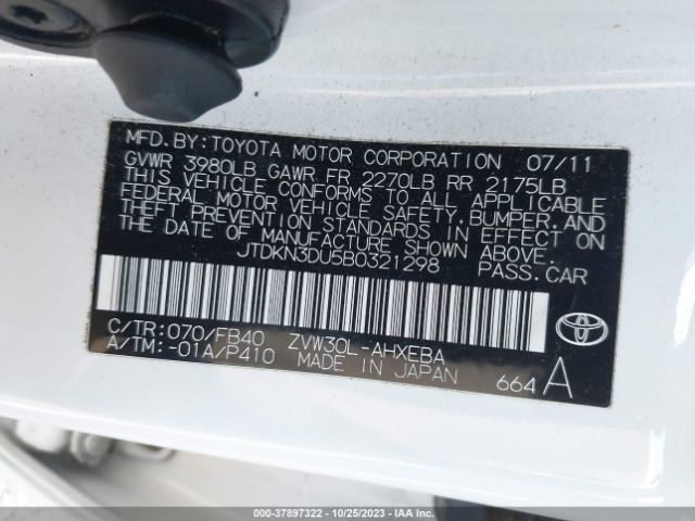 Photo 8 VIN: JTDKN3DU5B0321298 - TOYOTA PRIUS 